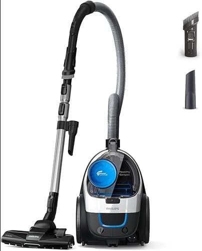 Philips PowerPro Compact Stofzuiger – Lichtgewicht, Zakloze, 900 W Zuigkracht, TriActive Mondstuk Voor Harde Vloeren en Tapijt, Allergie H13 HEPA-filter, PowerCyclone 5 Technologie (FC9332/09)