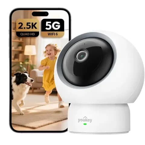 UNIVIEW Youkey P310 Beveiligingscamera voor Binnen, 2,5K-Resolutie, 360°-Detectie van Personen, Huisdieren en Baby's, 2,4/5 GHz WiFi 6, Automatische Volging, Tweerichtingsaudio, Bluetooth-Koppeling, G
