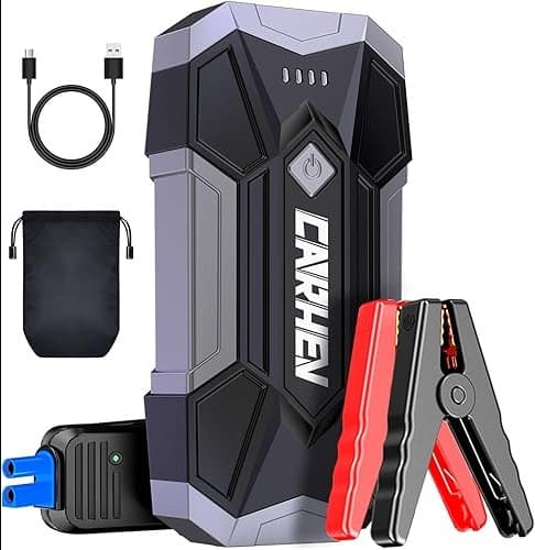 CARHEV 4500A Auto Starthulp Pack, Startbooster, Jump starter, Power bank en Startkabel voor 8,0L Benzinemotor of 8,0L Dieslmotor, met USB Quick Charge 3.0 Pack Type-C Draagbare Autoaccu starter.