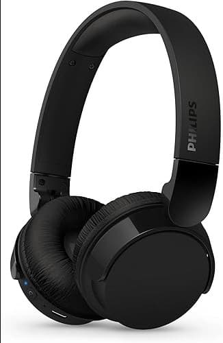 PHILIPS TAH4209BK Lightweight On Ear draadloze Bluetooth Headphones met Passive Noise Isolation - 55 uur afspeeltijd, natuurlijk geluid, heldere gesprekken, dynamische bass, 2 uur USB-laden - Zwart