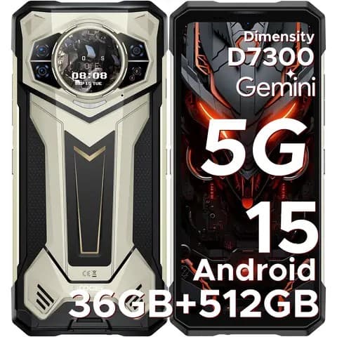 DOOGEE S200 Plus duurzame smartphone, 5G, Dimensity 7300, 16GB+20GB RAM + 512GB opslag, 1,32" dynamisch achterdisplay, Android 15, 10100mAh, 100MP+20MP nachtzichtcamera, 6,72" scherm, 120Hz, NFC, Gemi