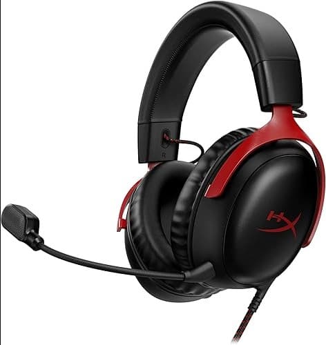 HyperX Cloud III bekabelde gaming-hoofdtelefoon, PC, PS5, Xbox Series X|S, 53 mm schuine drivers, DTS, geheugenschuim, robuust frame, 10 mm heldere microfoon, USB-C, USB-A
